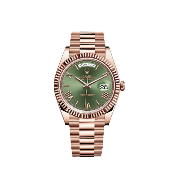 DayDate40RoseGold228235OliveDial7 DayDate 40 Olive Rose Gold Pour Homme